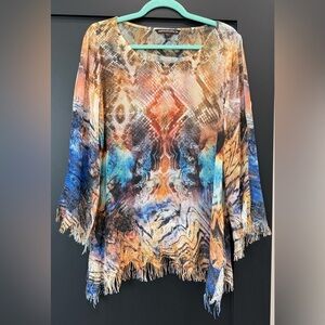 Mushbaby by Sienna Rose Colorful Abstract Snakeskin Patterned Tunic Size Small